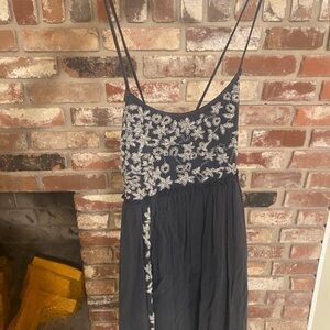 Elegant Navy Blue Embroidered Dress